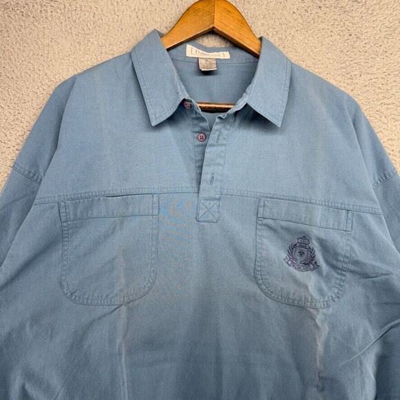 Vintage Sweater Polo Shirt Men's XL Blue Popover Mob Collared Crest Preppy 90s - Picture 1 of 10